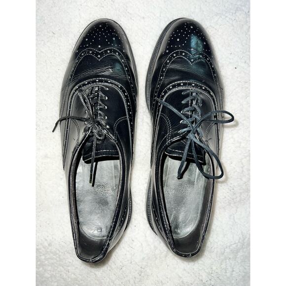 Vintage Red Wing Black Leather Wingtip Brogues Shoe -  Size 8.5 - Picture 2 of 12